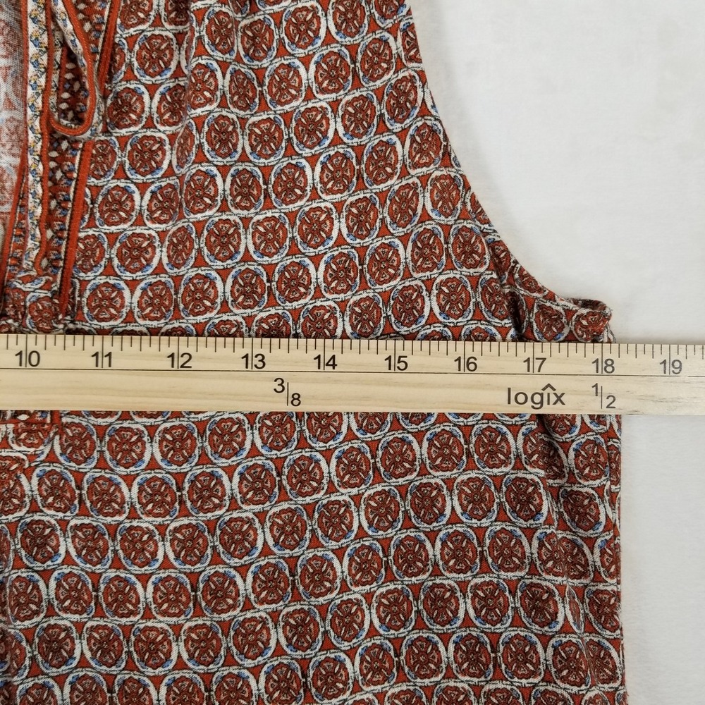 Max Studio Rust Brown Printed Tie-Neck Maxi Dress - Picture 7 of 9
